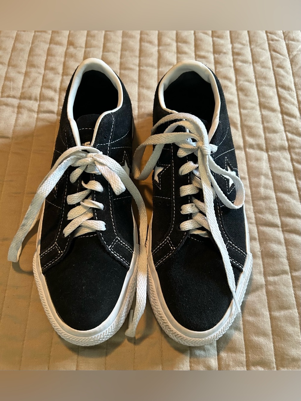 Converse Black Suede Low-Top Sneakers with White Accents